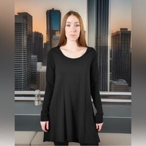 Bryn Walker Bamboo Organic Cotton Stretch Tunic Dress MED Black Lagenlook USA